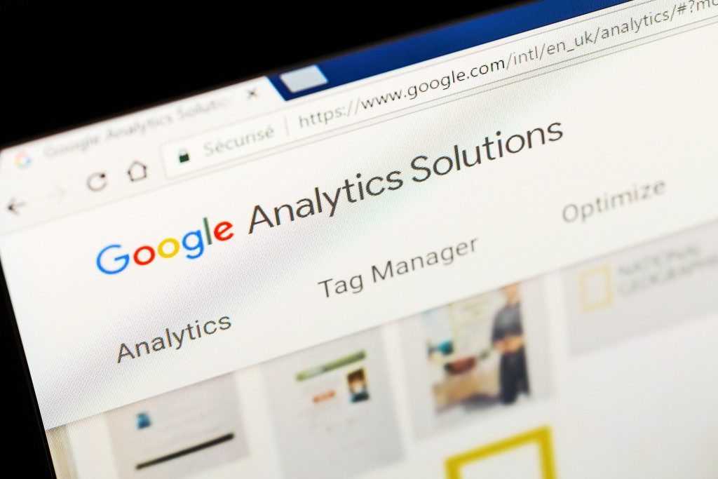 closeup of computer tab showing google analytics solutions